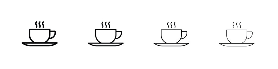 Cup of coffee icons. line strokes simple icons