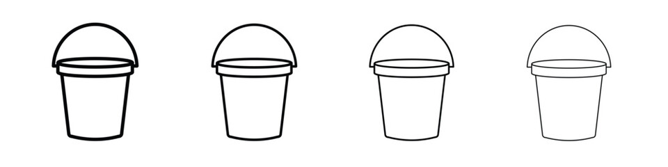 Bucket icons. line strokes simple icons