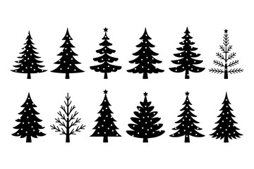 Obraz premium Christmas tree collection isolated on transparent background