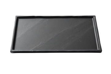 Empty Black Stone Serving Tray with Raised Rim Isolated