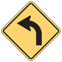 yellow road sign isolated