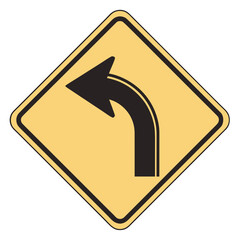 yellow road sign isolated on white