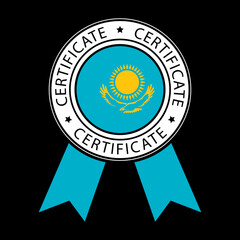 Vector illustration of Kazakhstan ribbon certificate on black background.