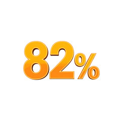 Eighty-Two Percent (82%) - Orange 3D Percentage Sign on Transparent Background