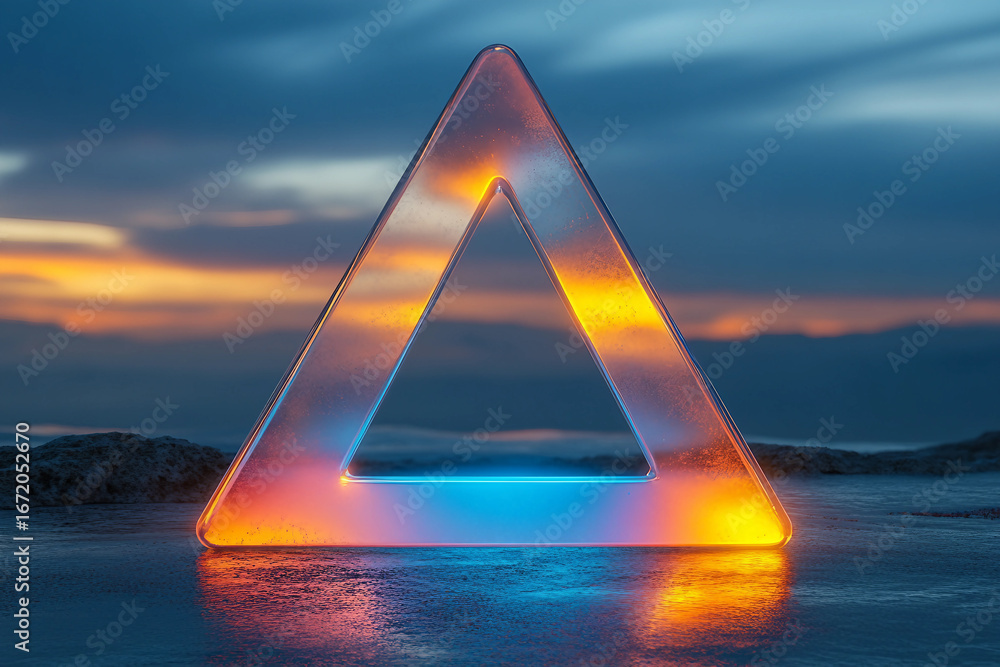 Poster abstract shape 3d elements on a vivid background, generative ai