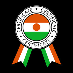 Vector illustration of Niger ribbon certificate on black background.