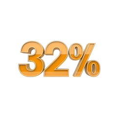 32% Off Sale Discount Offer - Orange 3D Percentage Sign