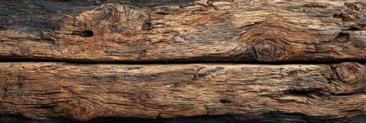 Fototapeta premium Detailed view of weathered wooden planks showcasing textures and colors in natural light