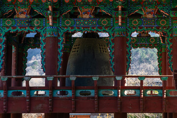 temple bell at the wooden building 