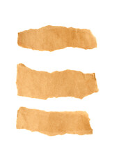 Set of torn paper strips arranged for writing isolated on white background
