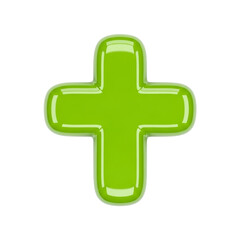 Obraz premium Bright green plus symbol with rounded edges on black background