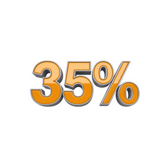 35% Off Sale Discount Promotion - 3D Rendered Orange and Grey Percentage Sign