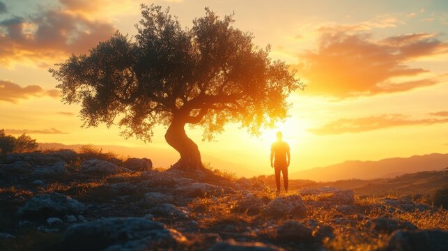Person and Tree at Sunset