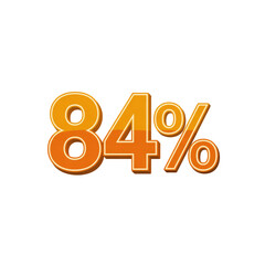 Eighty-Four Percent (84%) - Orange 3D Percentage Sign