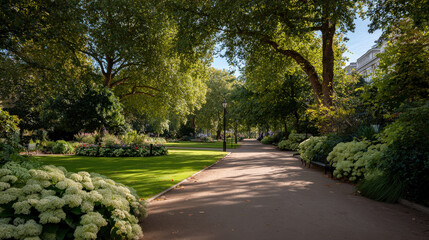 Fototapeta premium tranquil park in london devoid of people showcasing beauty of nature in urban setting