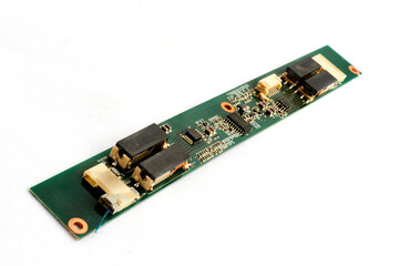 Monitor backlight inverter module with components and connectors  isolated on white background 

