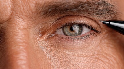 Fototapeta premium Male blepharoplasty procedure concept with surgeon and patient in clinical environment focusing on eyelid correction and rejuvenation