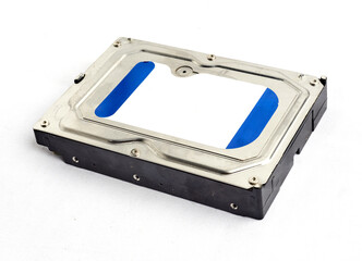 Angled internal hard drive isolated on white background 
