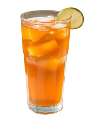 Glass of Iced Tea with Lime Slice and Ice Cubes