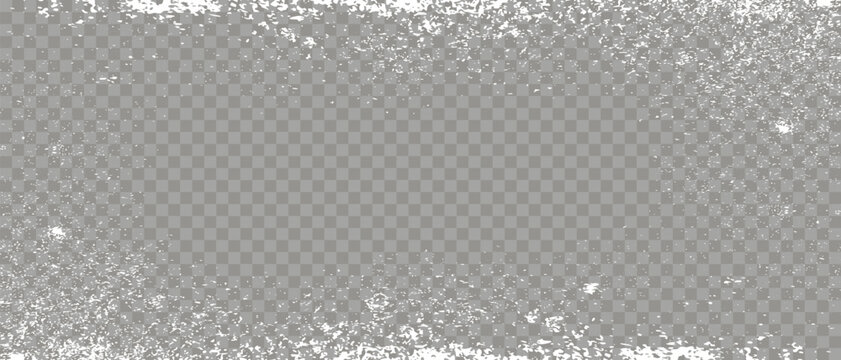 Ice frozen effect frame with frosty border on transparent background. Winter frozen snowy window frame template.  Vector illustration