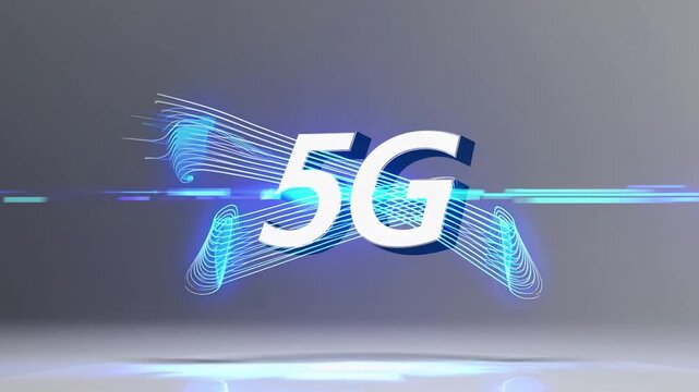 Symbol for the fifth generation of mobile internet connectivity, representing high-speed wireless data transfer technology and smartphone application interface design