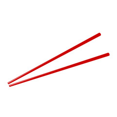 Red Chopsticks on Wooden Chopsticks Rest - Vector Illustration