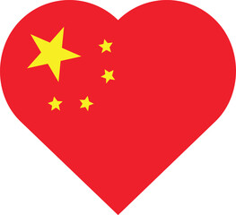 Chinese flags set in square, heart, circle and waving formats designs element. Vector UI, logo, app flag design.