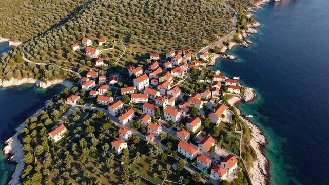 Aerial perspective of Lastovo island, Croatia
