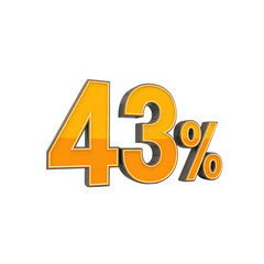 43 Percent - Orange 3D Number with Gray Border