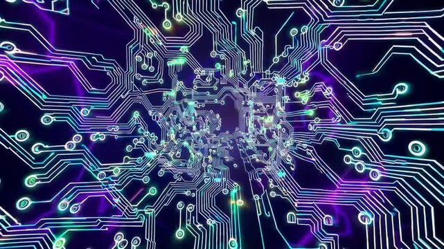 Digital Network Circuitry Backdrop Representing Technological Connectivity