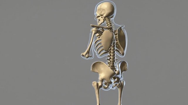 Three-Dimensional Anatomical Illustration of the Spinal Cord Focusing on the Lumbar Vertebrae Section of the Human Skeleton