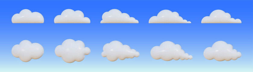 Inflated clouds in a retro bubble design float playfully across a vibrant blue sky, evoking a sense of fun and nostalgia, perfect for creative inspiration and design use.