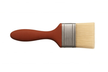New paint brush with red handle and natural bristles isolated on transparent background, perfect for creative projects