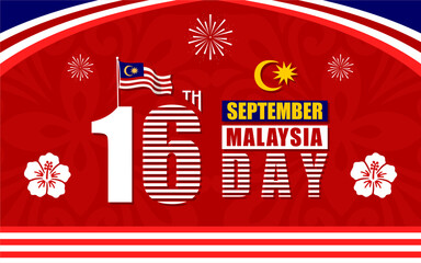 Malaysia Day Background Design 16th September. With waving flags and landmarks silhouettes. breast for Banners, Posters, Greeting Cards and social media