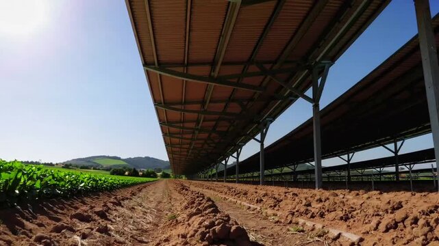 Agricultural Plot Combining Vegetable Cultivation with Renewable Energy Generation via Solar Panels in European Countryside Setting