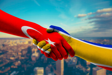 Shaking hands Turkey and Cyprus