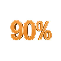 90% Off Discount Sale - 3D Rendered Orange Percentage Sign