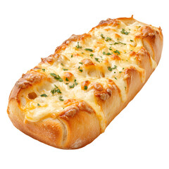 Delicious Garlic Cheese Bread Loaf Isolated on White Background for Culinary Designs