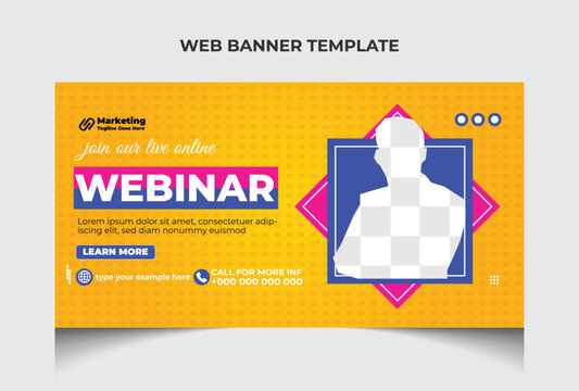 Multipurpose company live webinar web banner template and youtube thumbnail template design. Webinar web banner or video thumbnail template design.