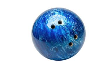 Blue bowling ball hits bowling on white background,png