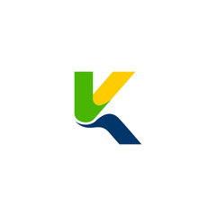 k Letter green yellow investment