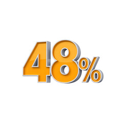48% Off Sale - Shiny Yellow 3D Percentage Sign