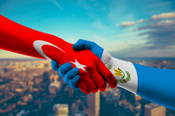 Shaking hands Turkey and Guatemala