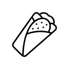 Burrito Icon for Mexican Food, Wrap, Fast Meal, and Restaurant