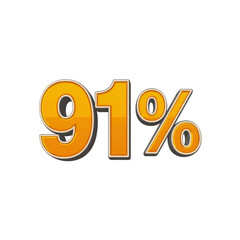 91% - Orange Percentage Sign Graphic