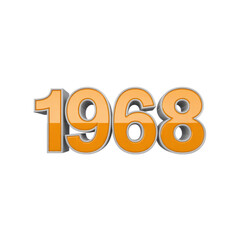 1968 3D Rendered Year in Orange and Gray