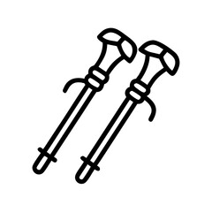 Hiking Stick Icon Vector Illustration for Outdoor Adventure and Trekking