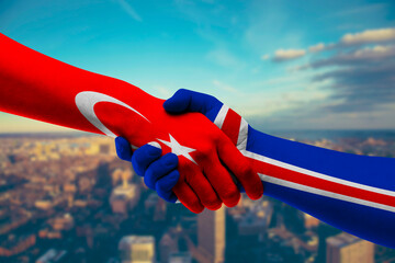 Shaking hands Turkey and Iceland