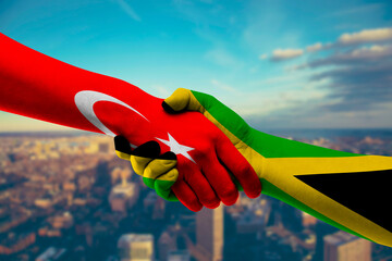 Shaking hands Turkey and Jamaica