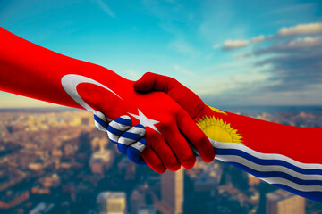 Shaking hands Turkey and Kiribati